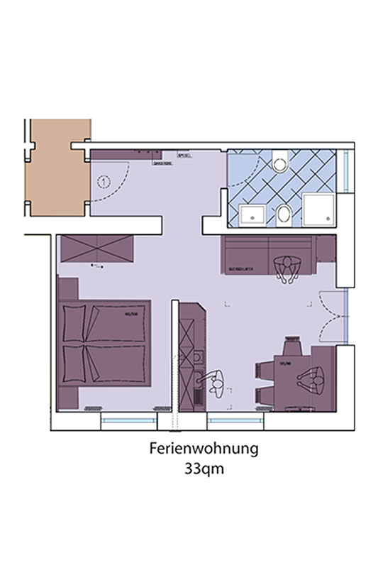 Skizze - Ferienwohnung 50 m²