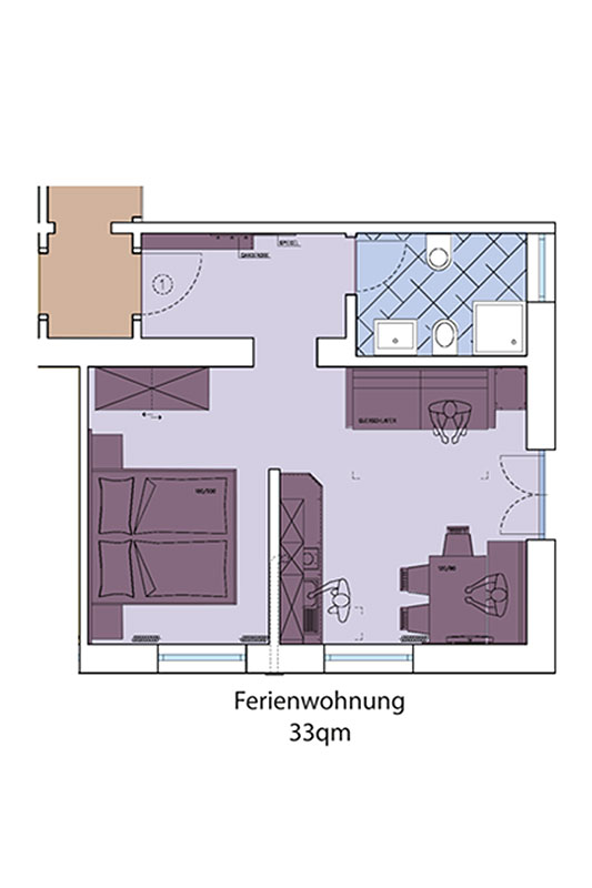 Skizze - Ferienwohnung David 33 m²
