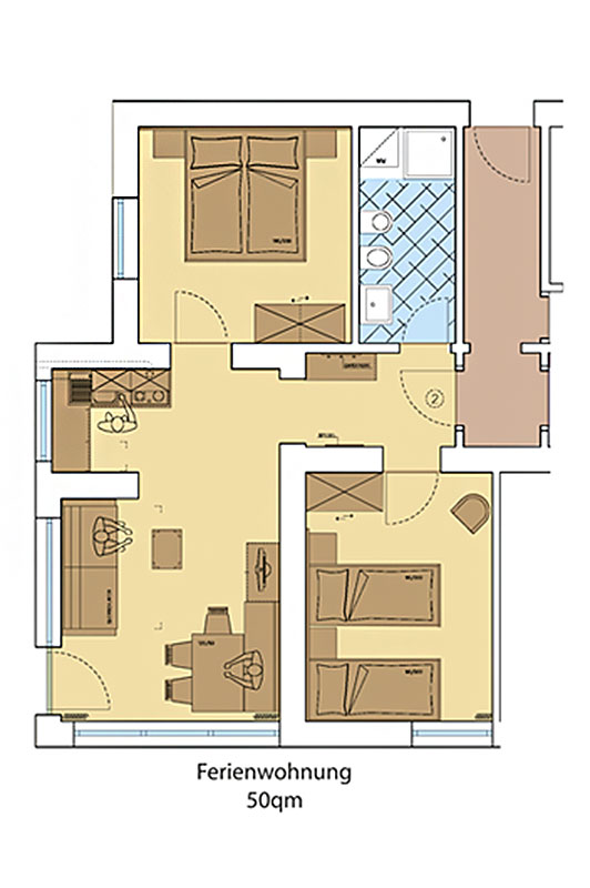 Skizze - Ferienwohnung 50 m²