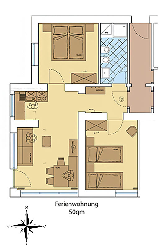 Skizze - Ferienwohnung Lea 50 m² Skizze - Ferienwohnung Lea 50 m²